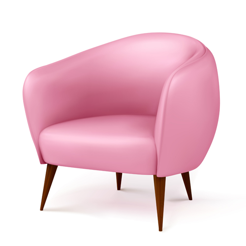 Pink armchair isolated on white background