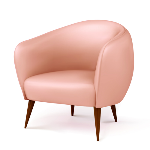 Pink armchair isolated on white background